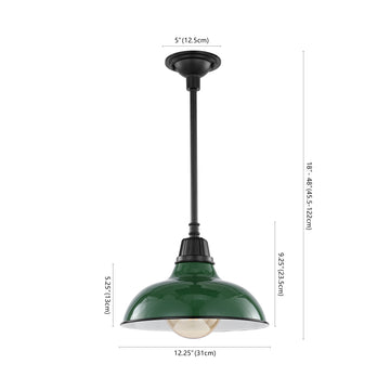 Jasper 12.25" Farmhouse Industrial Indoor/Outdoor Iron LED Pendant